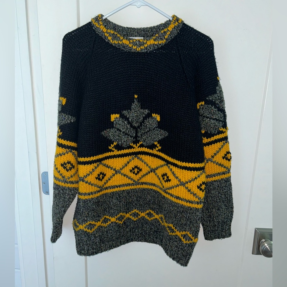 Vintage Susann D Chunky Knit Wool Blend Ski Sweater Sz M Euc